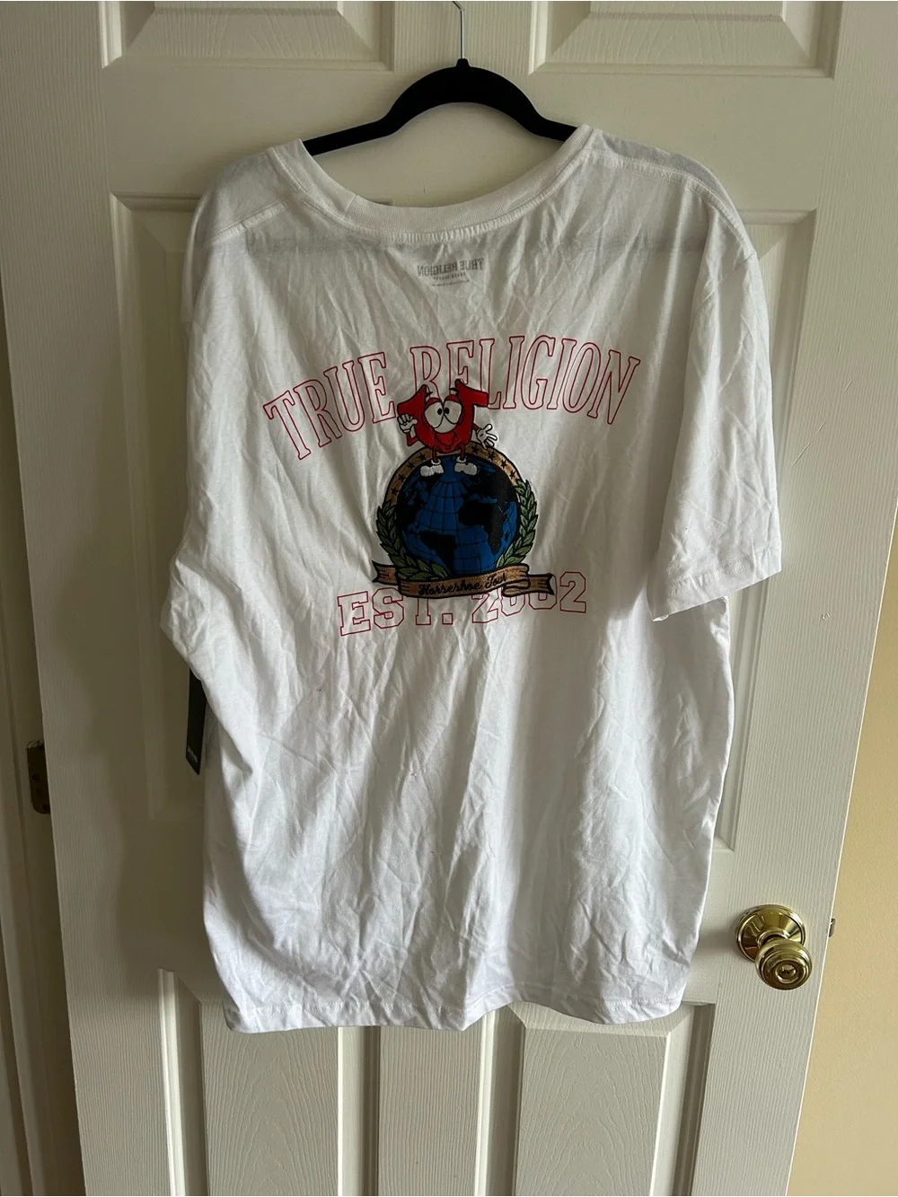 True Religion Embroidered Short-Sleeve Tee with Colorful Crest Pocket